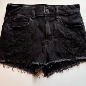 American Eagle Black Shorts with Crochet Detail Size 2